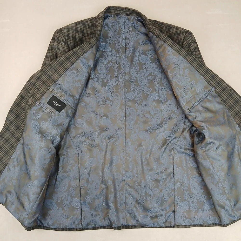 Haggar‎ XL Mens Blazer Jacket Brown Plaid 46R Modern